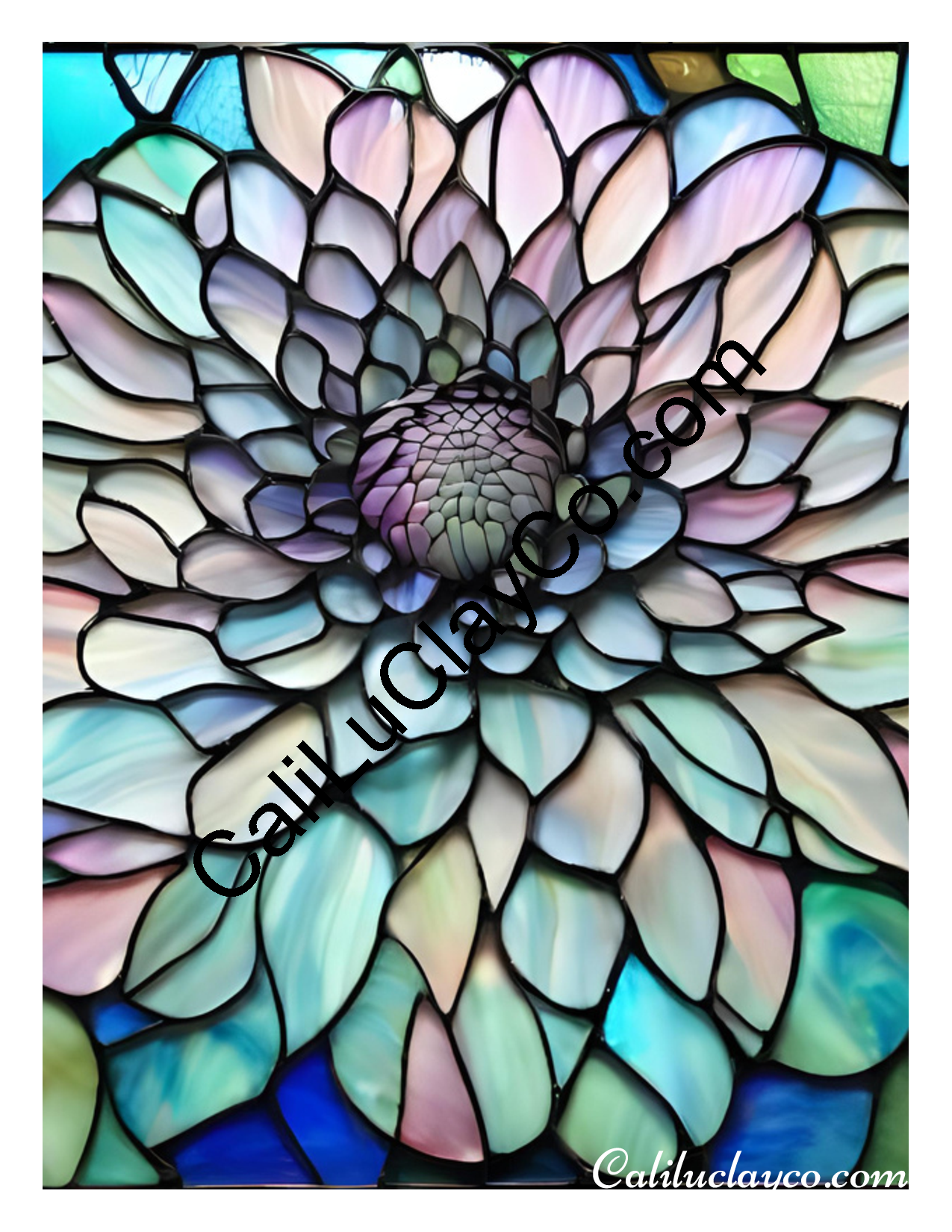 Floral Stained Glass #36 Left & Right Polymer Clay Water-Soluble Transfer Sheet / Tattoo Paper
