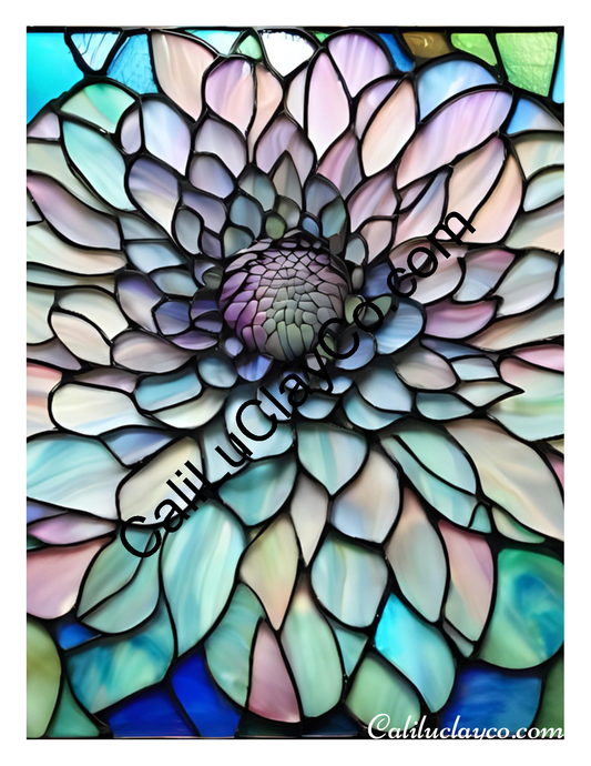 Floral Stained Glass #36 Left & Right Polymer Clay Water-Soluble Transfer Sheet / Tattoo Paper