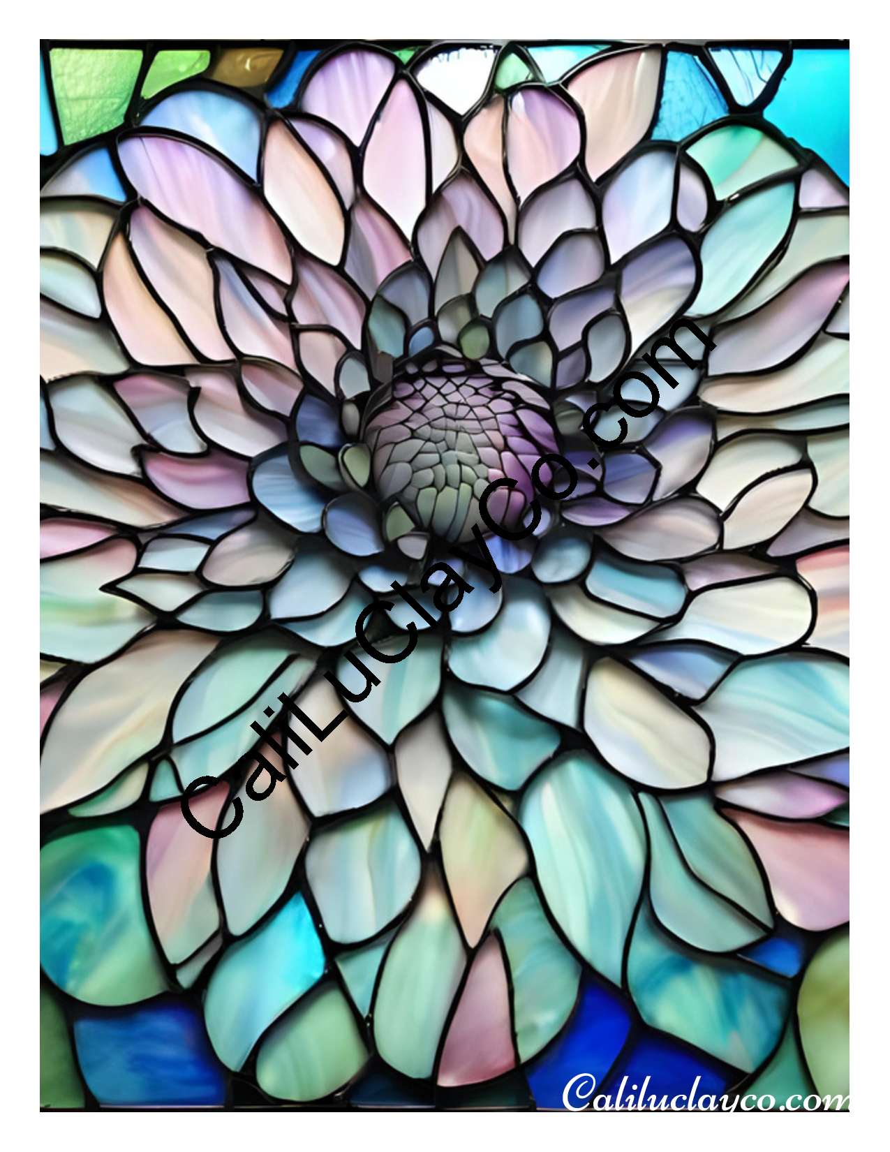 Floral Stained Glass #36 Left & Right Polymer Clay Water-Soluble Transfer Sheet / Tattoo Paper