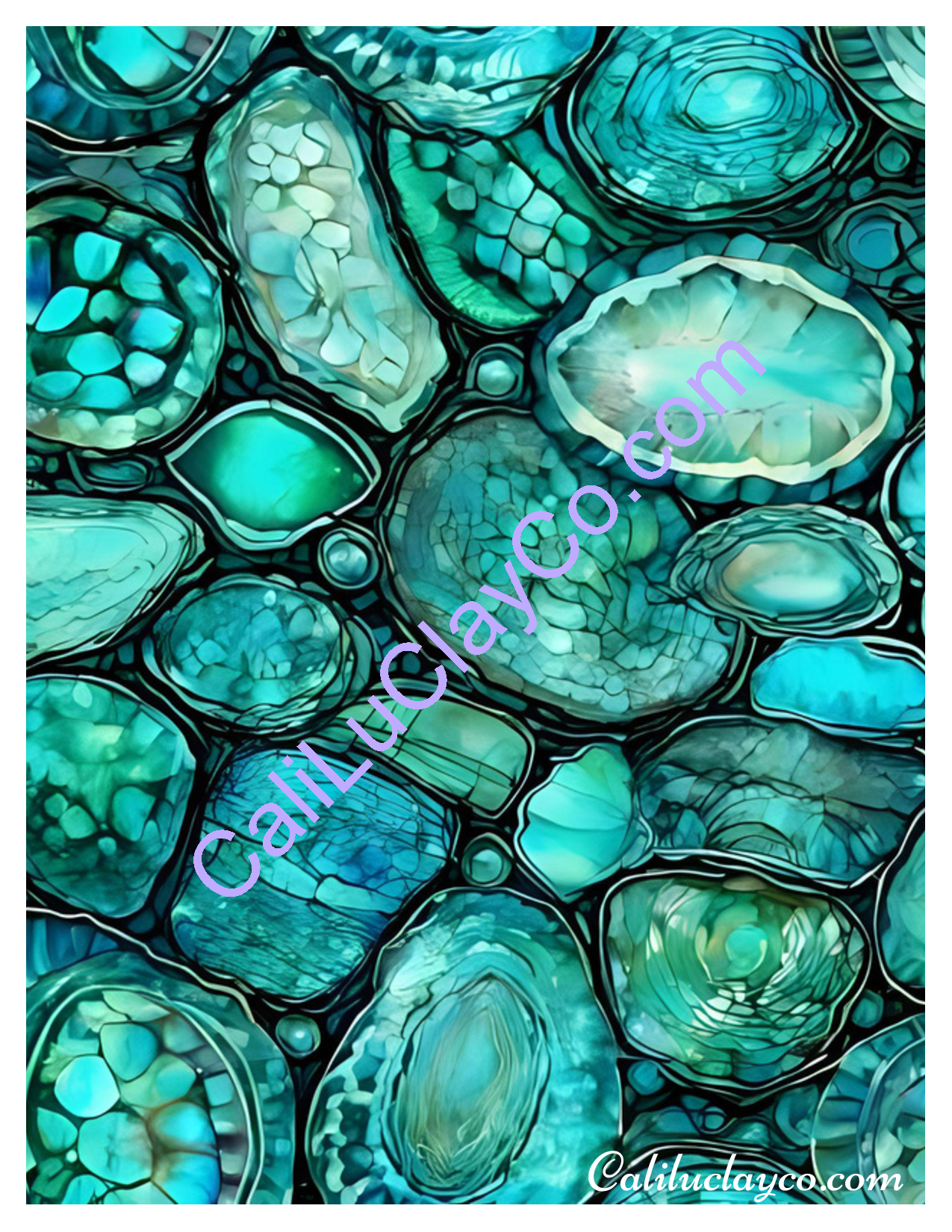 Abalone #3 Left & Right Polymer Clay Water-Soluble Transfer Sheet / Tattoo Paper