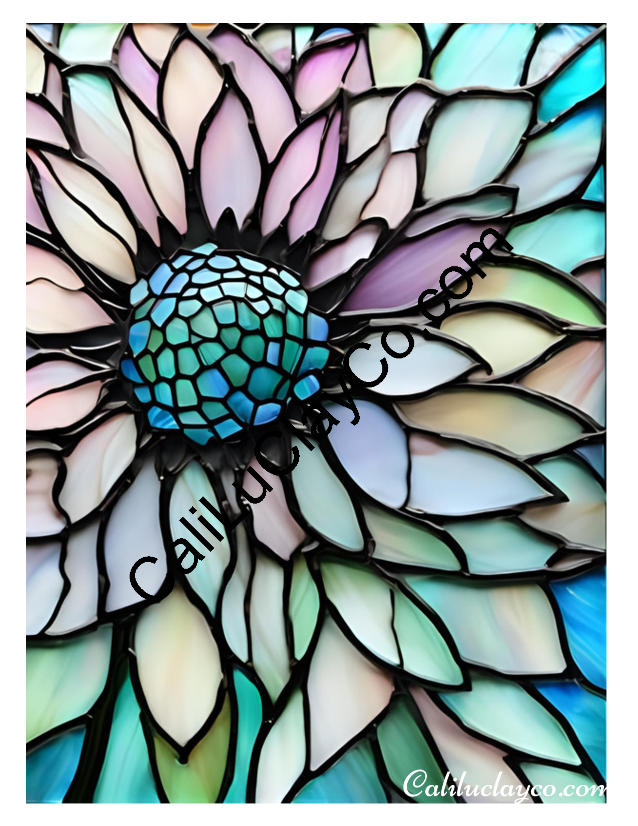 Floral Stained Glass #38 Left & Right Polymer Clay Water-Soluble Transfer Sheet / Tattoo Paper