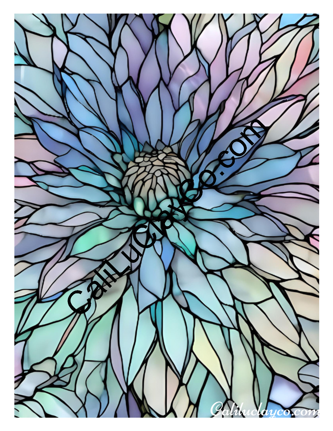 Floral Stained Glass #39 Left & Right Polymer Clay Water-Soluble Transfer Sheet / Tattoo Paper