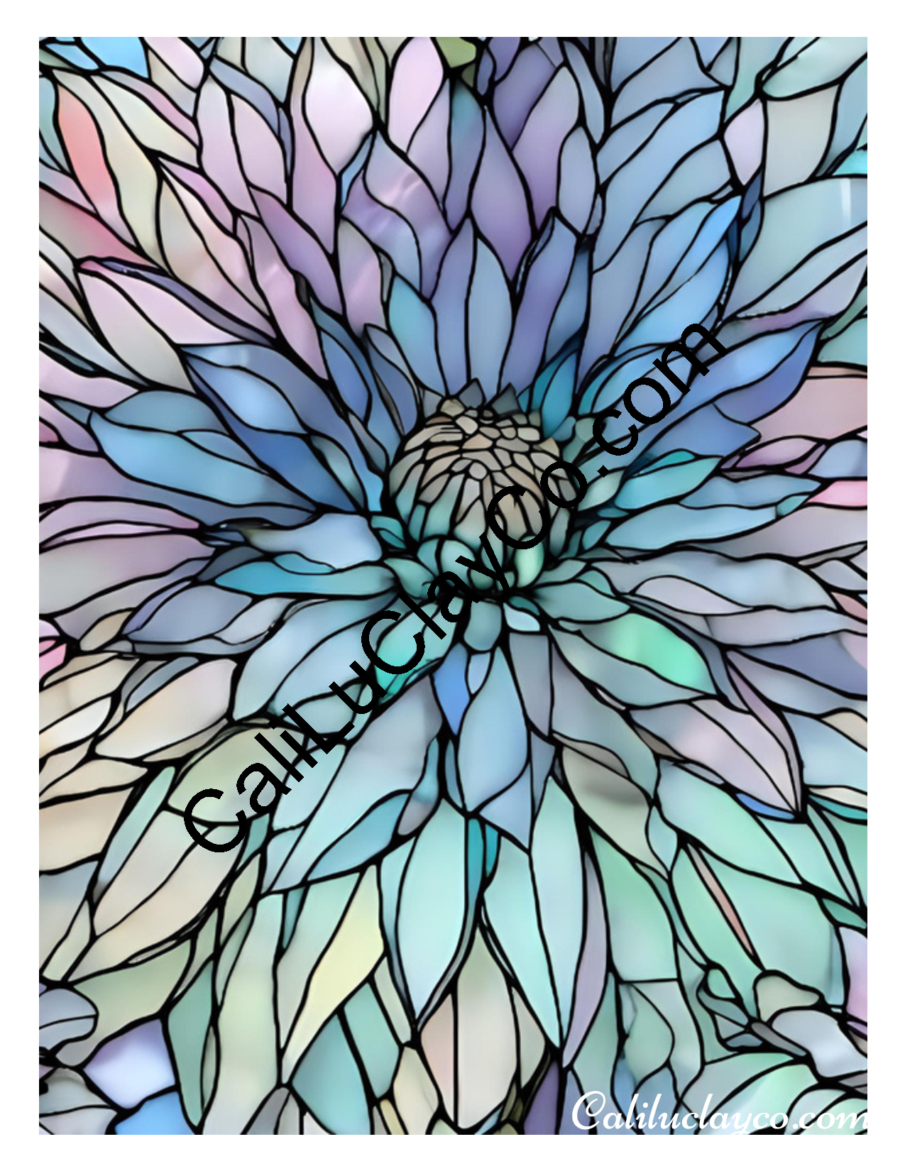 Floral Stained Glass #39 Left & Right Polymer Clay Water-Soluble Transfer Sheet / Tattoo Paper