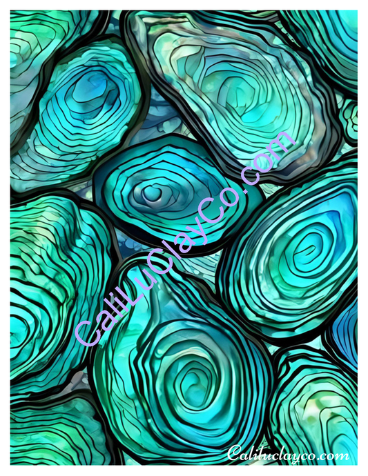 Abalone #4 Left & Right Polymer Clay Water-Soluble Transfer Sheet / Tattoo Paper