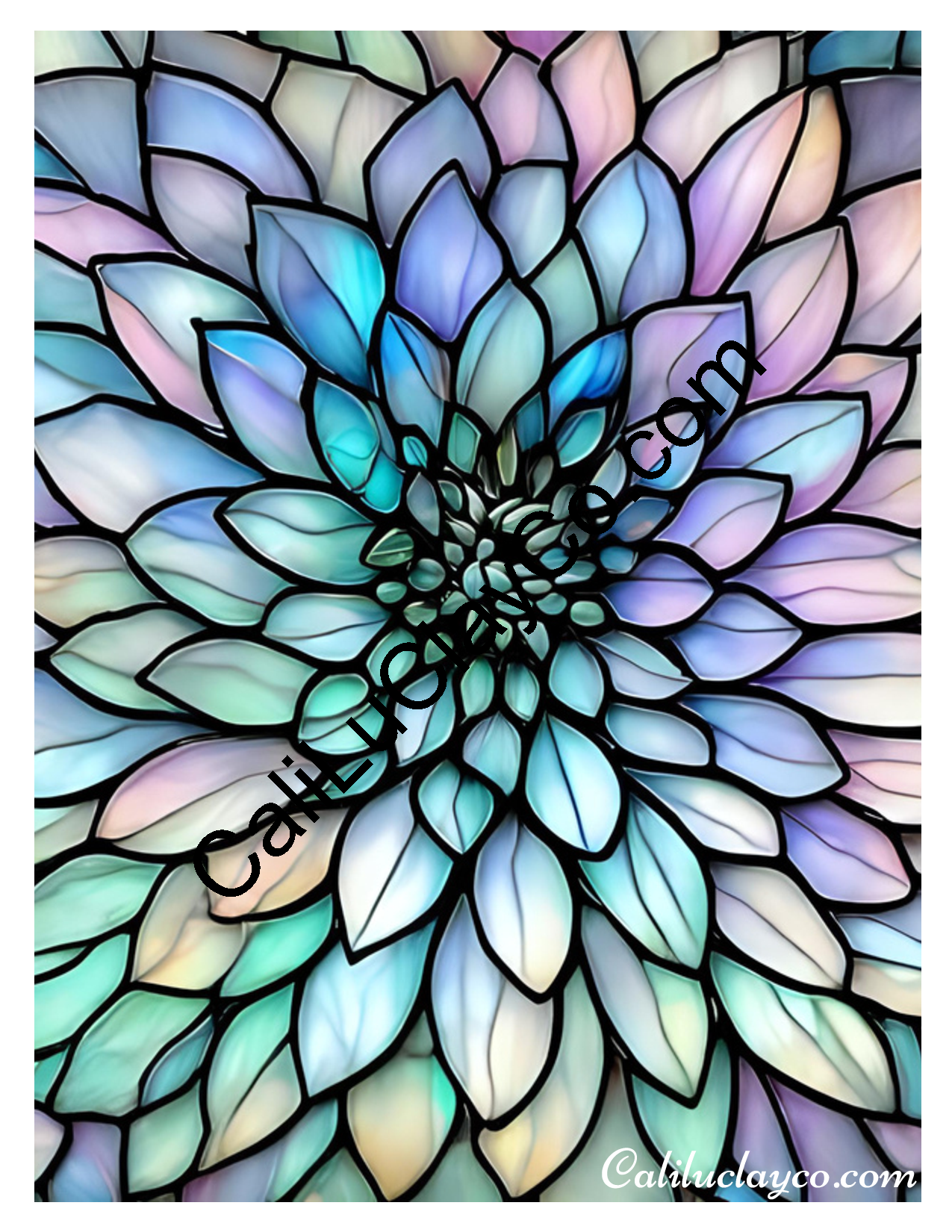 Floral Stained Glass #40 Left & Right Polymer Clay Water-Soluble Transfer Sheet / Tattoo Paper