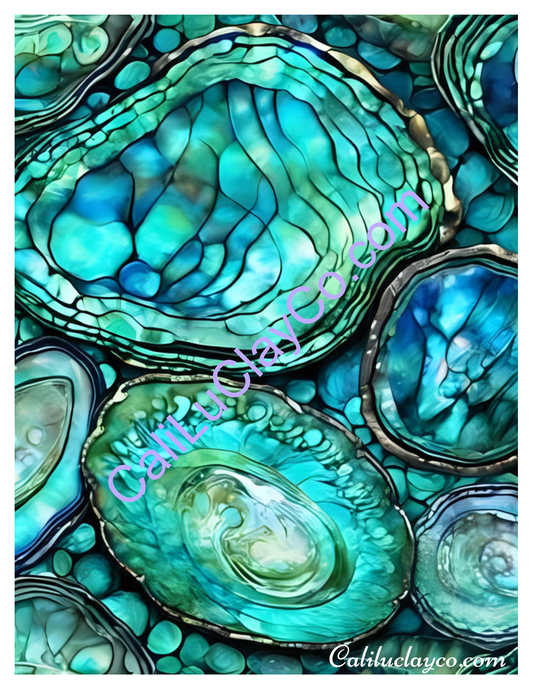Abalone #5 Left & Right Polymer Clay Water-Soluble Transfer Sheet / Tattoo Paper