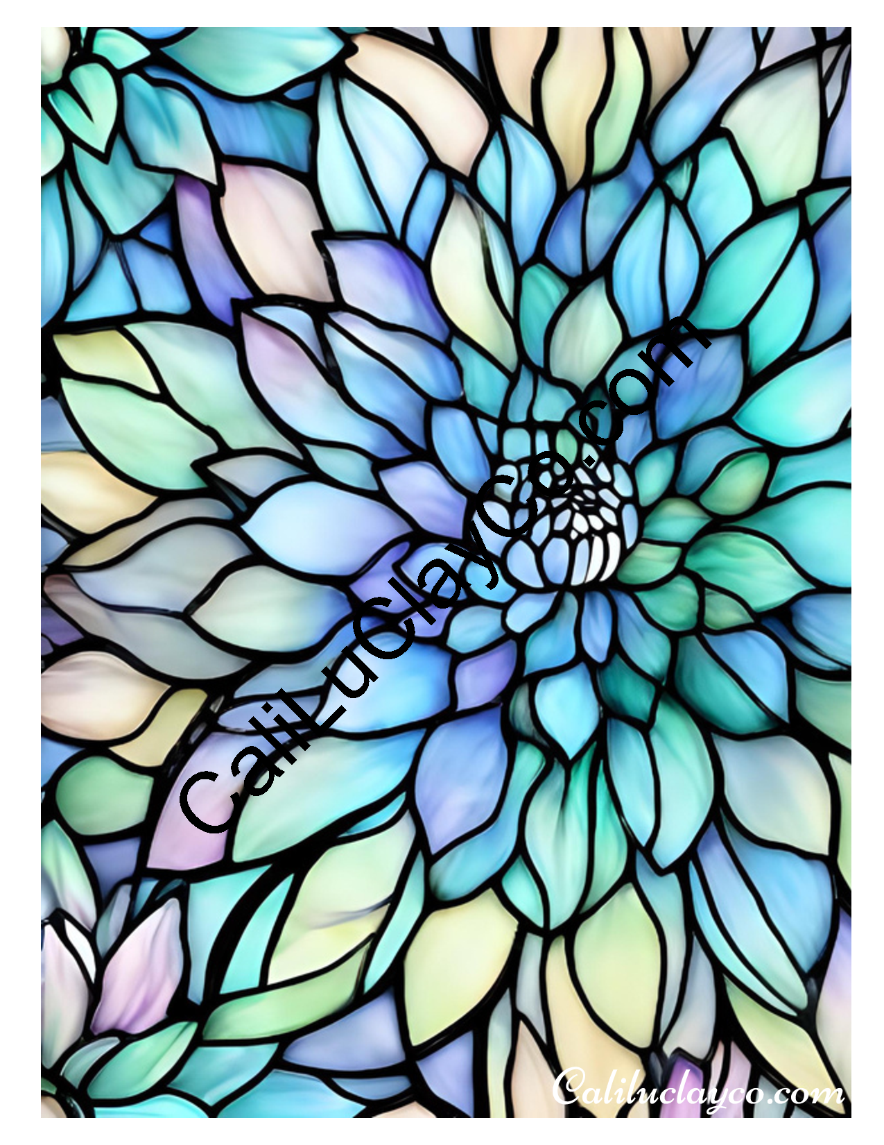 Floral Stained Glass #43 Left & Right Polymer Clay Water-Soluble Transfer Sheet / Tattoo Paper