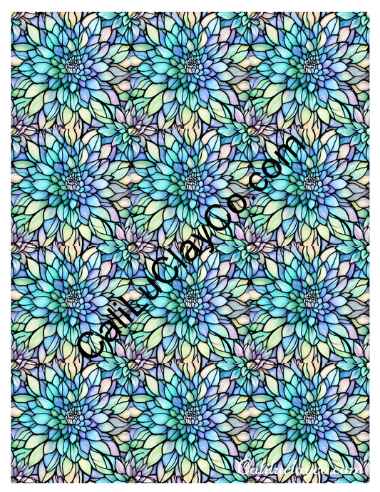 Floral Stained Glass #43 MULTI Left & Right Polymer Clay Water-Soluble Transfer Sheet / Tattoo Paper