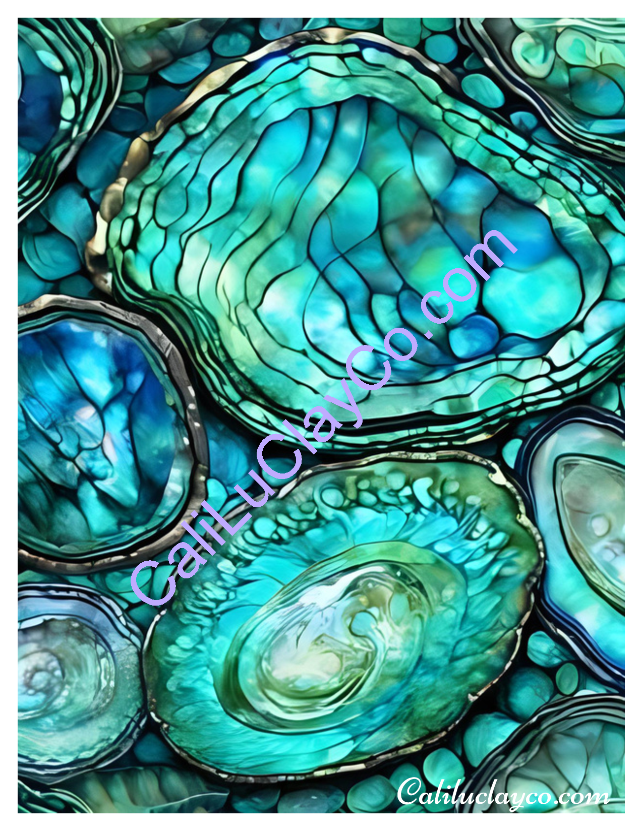 Abalone #5 Left & Right Polymer Clay Water-Soluble Transfer Sheet / Tattoo Paper