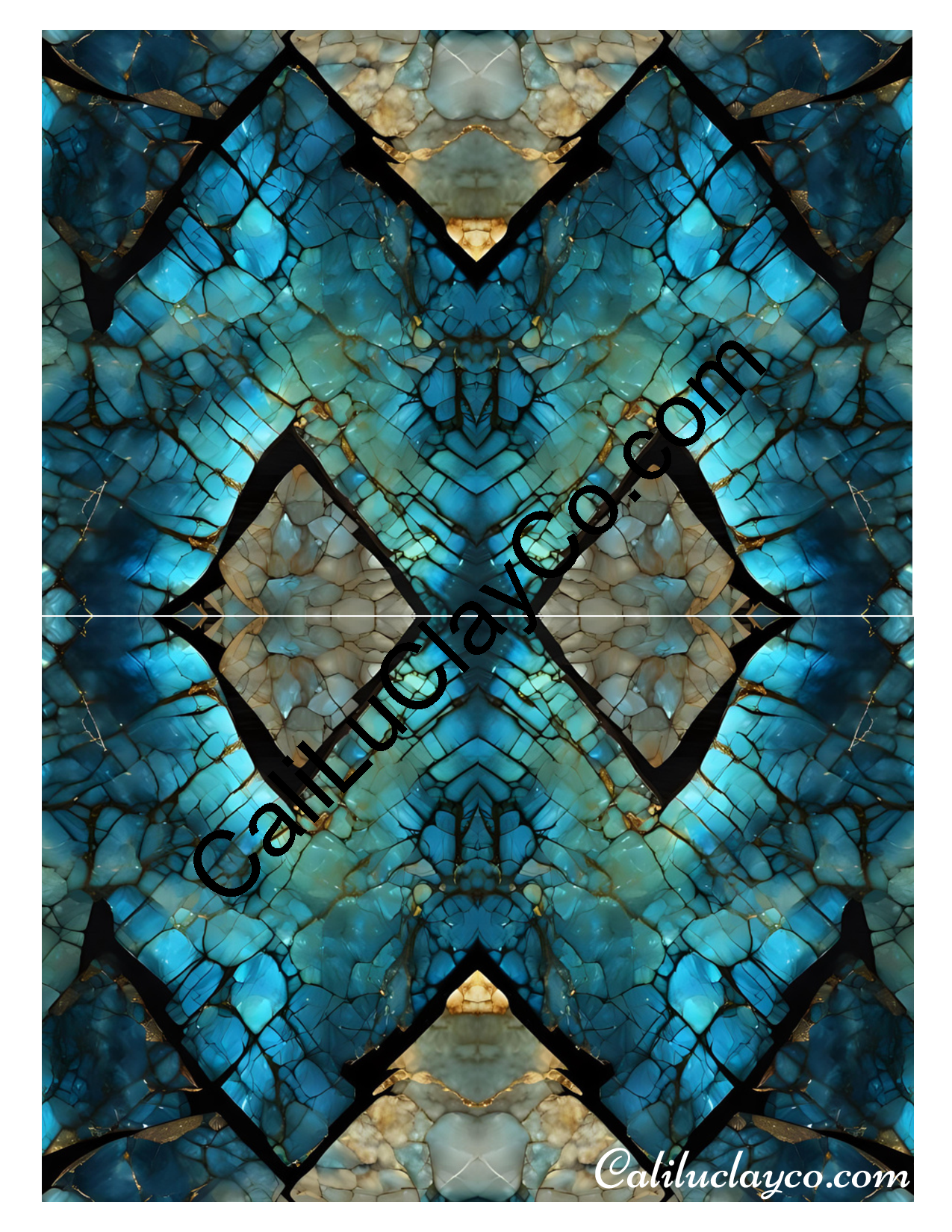 Labradorite #3 Mirrored x4 Polymer Clay Water-Soluble Transfer Sheet / Tattoo Paper