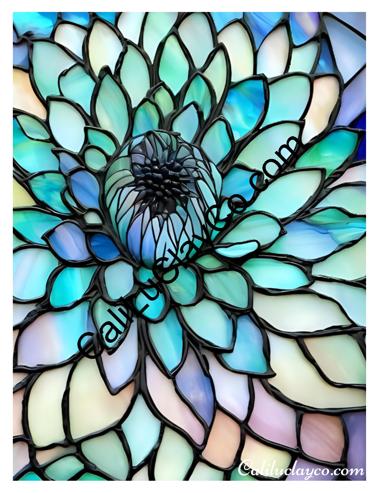 Floral Stained Glass #44 Left & Right Polymer Clay Water-Soluble Transfer Sheet / Tattoo Paper