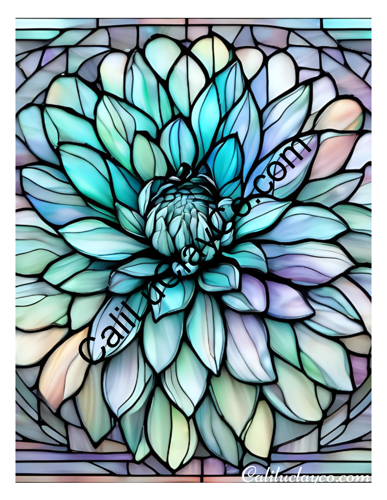 Floral Stained Glass #45 Left & Right Polymer Clay Water-Soluble Transfer Sheet / Tattoo Paper