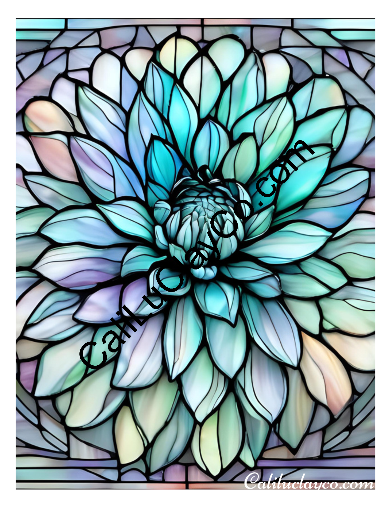Floral Stained Glass #45 Left & Right Polymer Clay Water-Soluble Transfer Sheet / Tattoo Paper