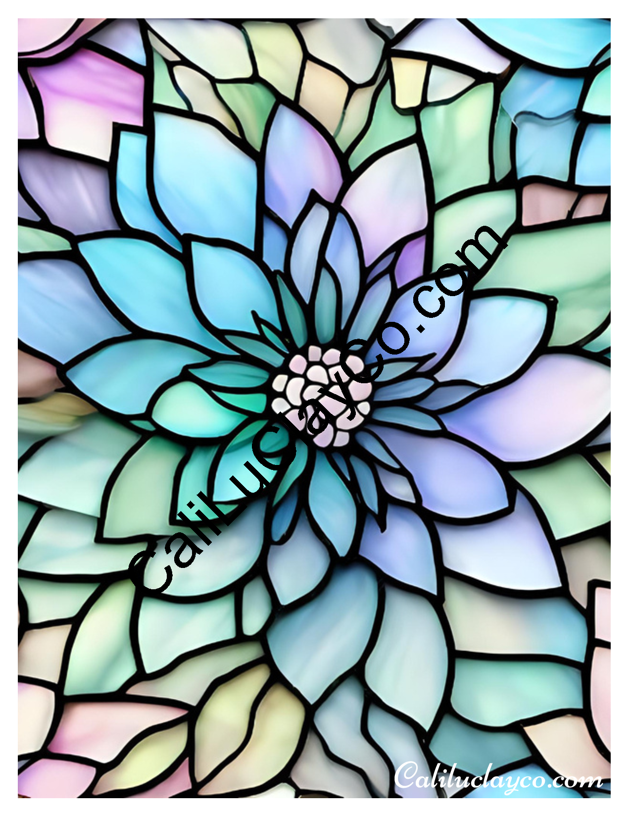 Floral Stained Glass #48 Left & Right Polymer Clay Water-Soluble Transfer Sheet / Tattoo Paper