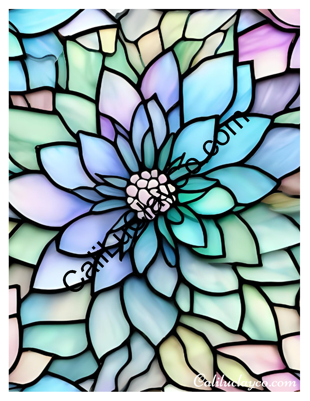 Floral Stained Glass #48 Left & Right Polymer Clay Water-Soluble Transfer Sheet / Tattoo Paper
