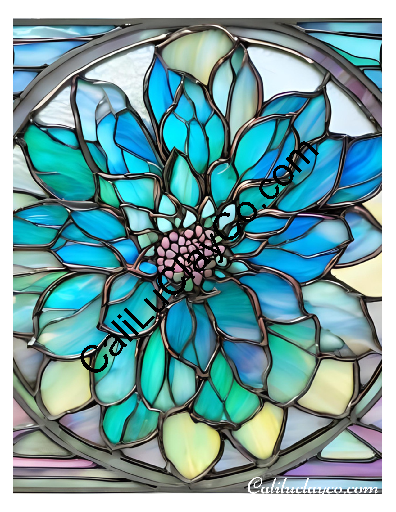 Floral Stained Glass #49 Left & Right Polymer Clay Water-Soluble Transfer Sheet / Tattoo Paper