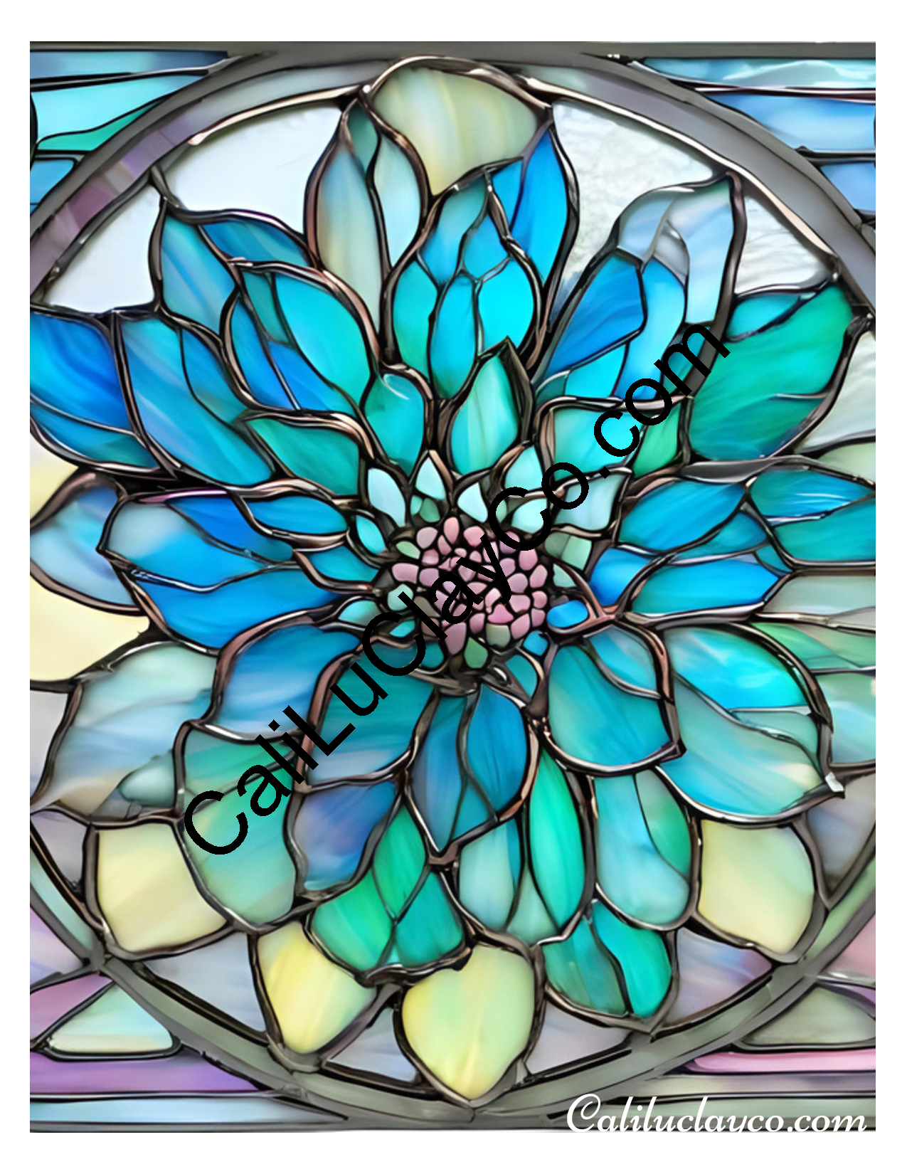 Floral Stained Glass #49 Left & Right Polymer Clay Water-Soluble Transfer Sheet / Tattoo Paper
