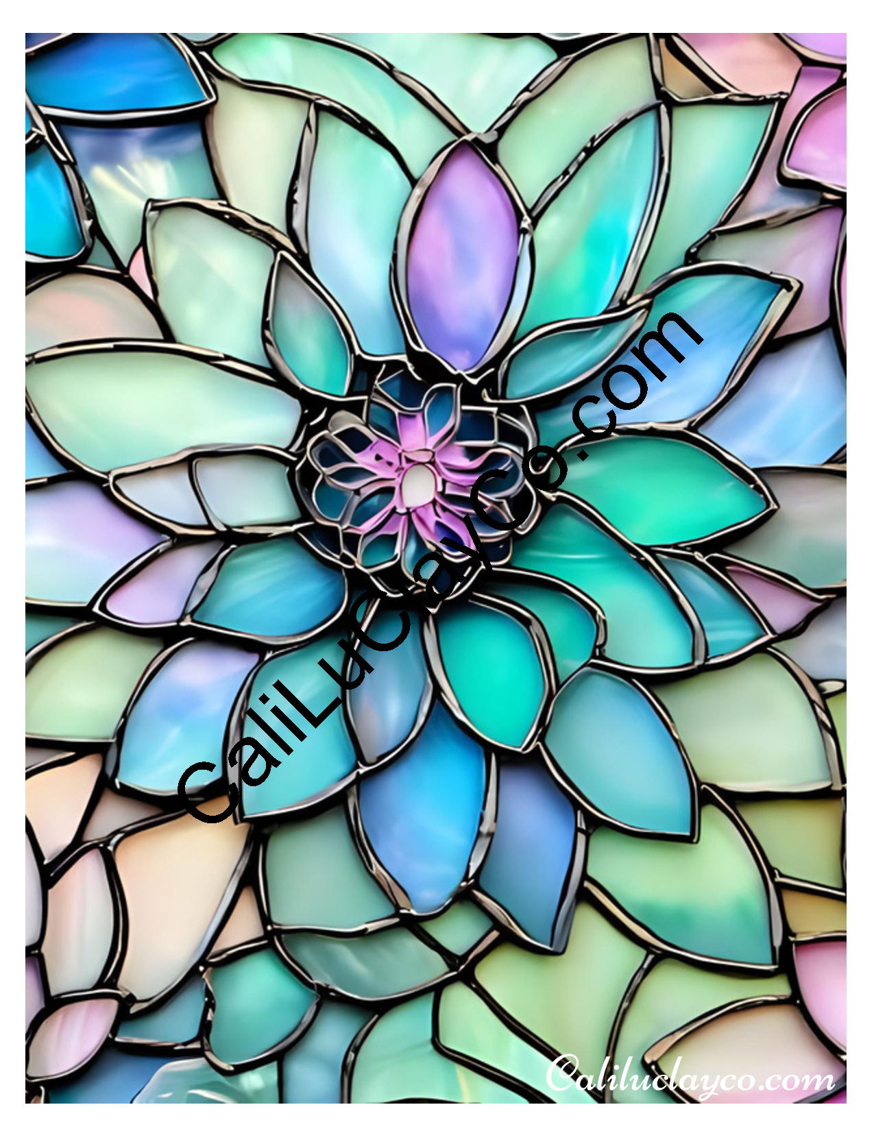Floral Stained Glass #51 Left & Right Polymer Clay Water-Soluble Transfer Sheet / Tattoo Paper