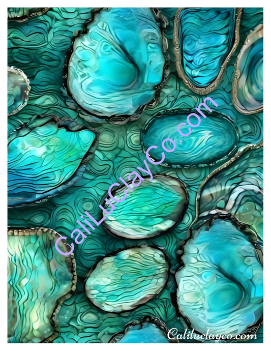 Abalone #6 Left & Right & MULTI X12 Polymer Clay Water-Soluble Transfer Sheet / Tattoo Paper
