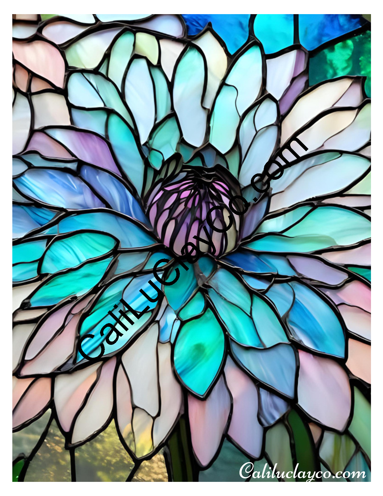 Floral Stained Glass #55 Left & Right Polymer Clay Water-Soluble Transfer Sheet / Tattoo Paper