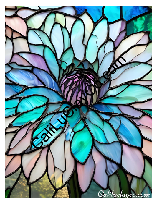 Floral Stained Glass #55 Left & Right Polymer Clay Water-Soluble Transfer Sheet / Tattoo Paper