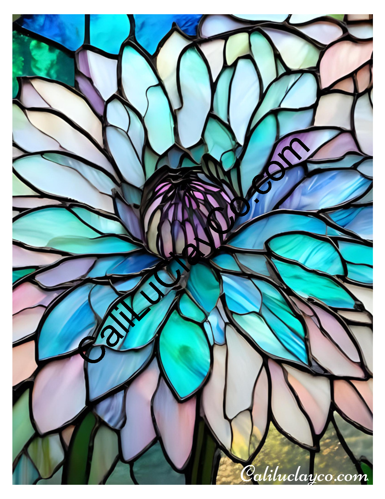 Floral Stained Glass #55 Left & Right Polymer Clay Water-Soluble Transfer Sheet / Tattoo Paper