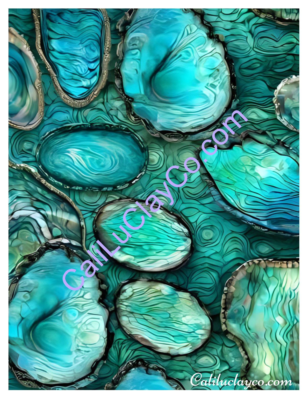 Abalone #6 Left & Right & MULTI X12 Polymer Clay Water-Soluble Transfer Sheet / Tattoo Paper