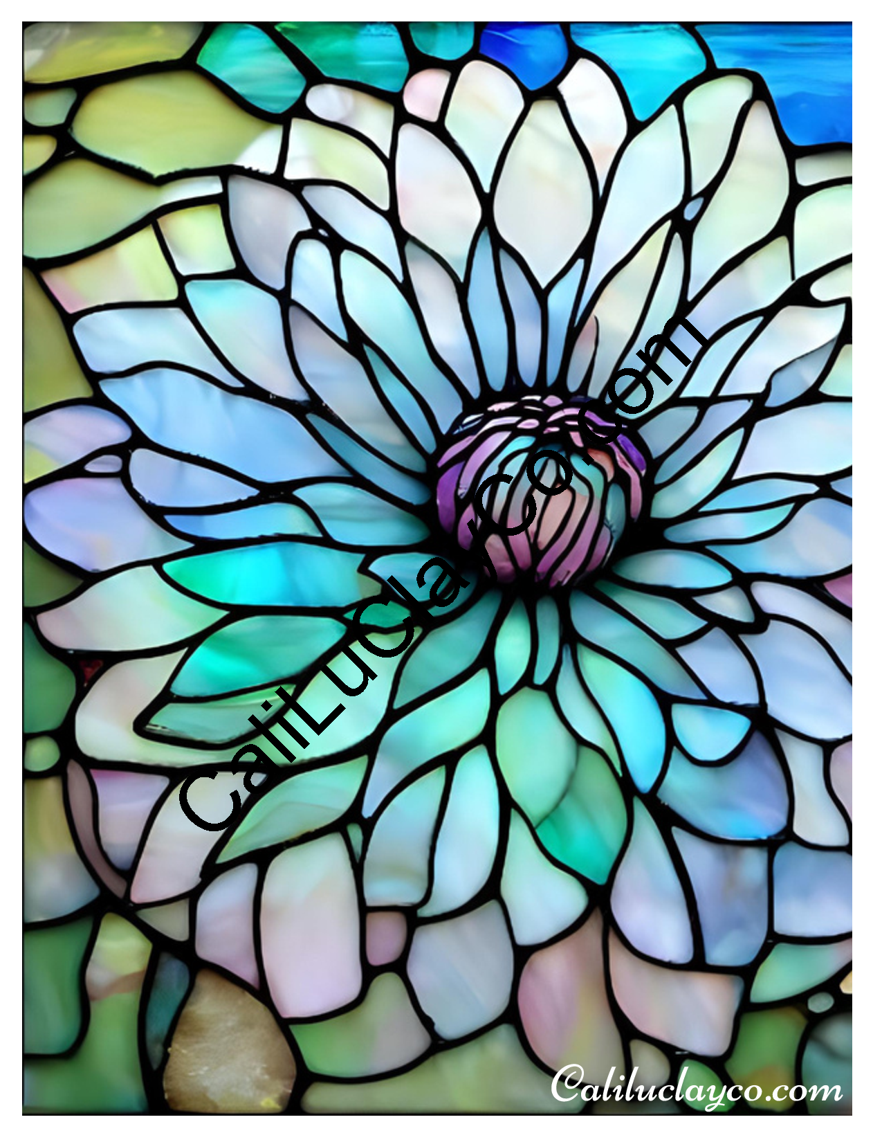 Floral Stained Glass #58 Left & Right Polymer Clay Water-Soluble Transfer Sheet / Tattoo Paper