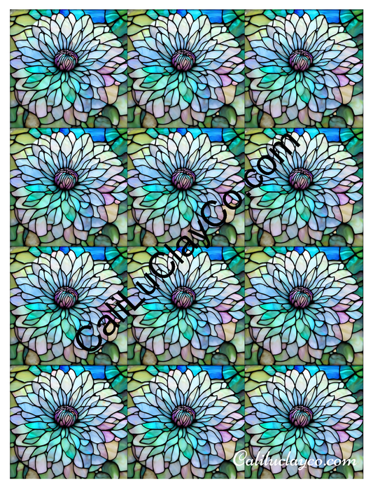 Floral Stained Glass #58 MULTI Left & Right Polymer Clay Water-Soluble Transfer Sheet / Tattoo Paper