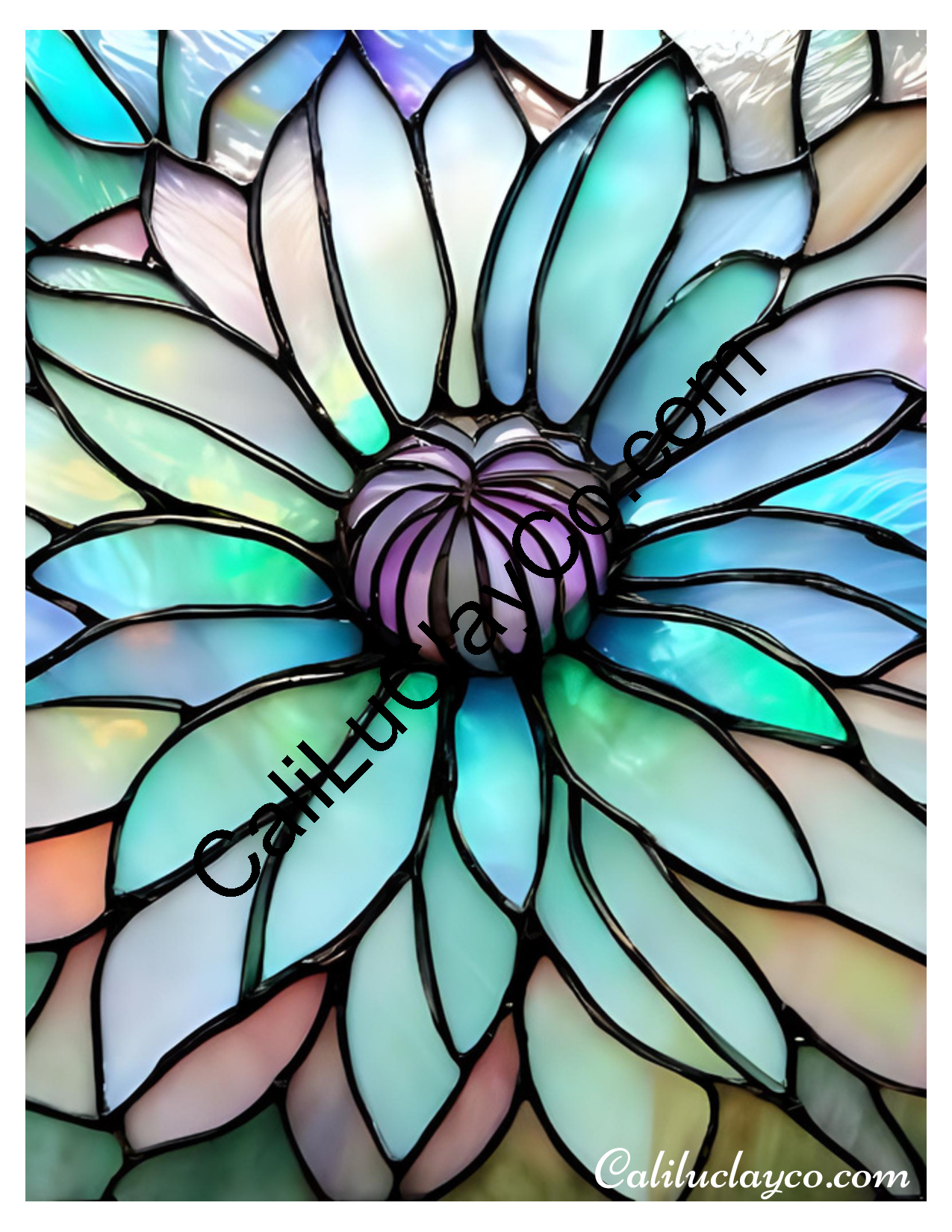 Floral Stained Glass #59 Left & Right Polymer Clay Water-Soluble Transfer Sheet / Tattoo Paper