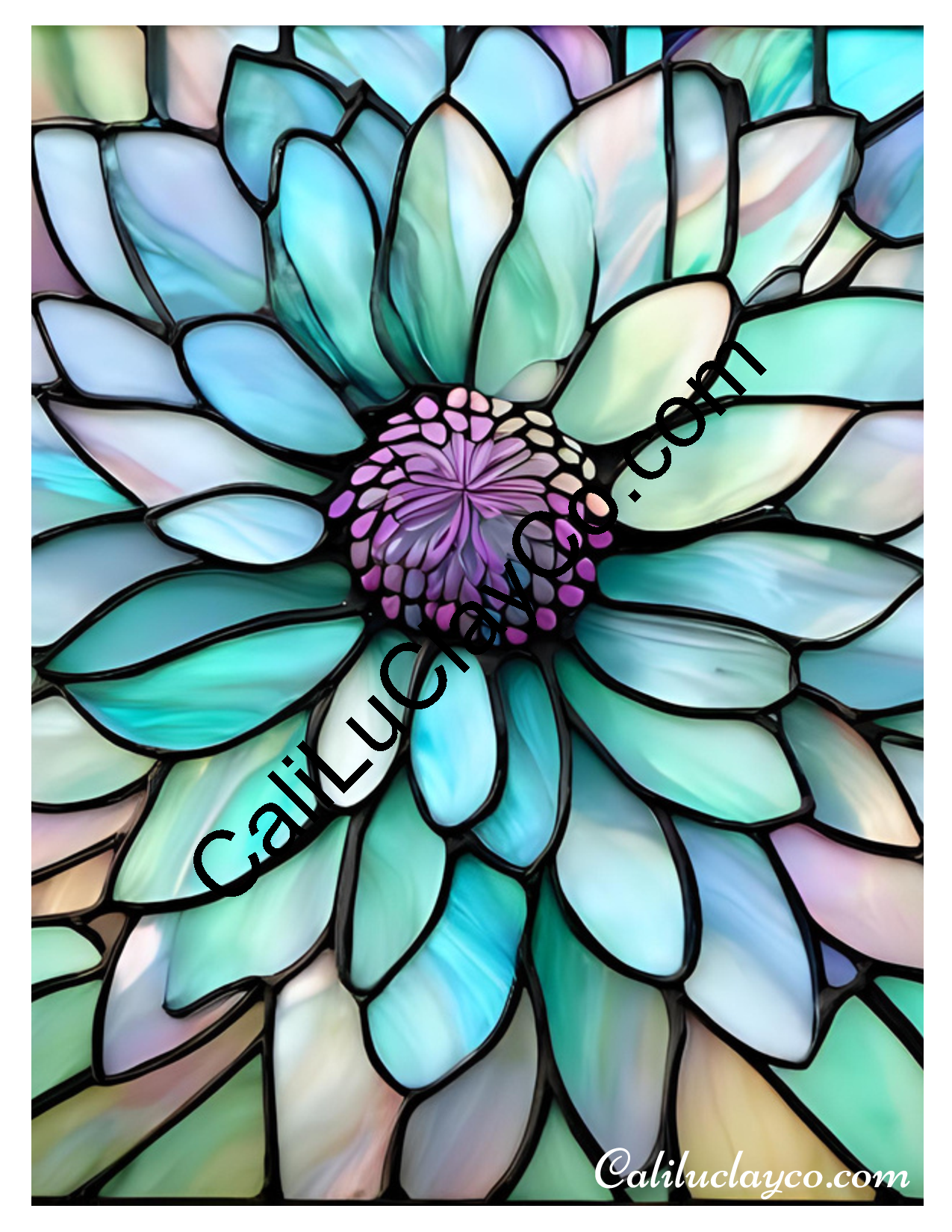 Floral Stained Glass #61 Left & Right Polymer Clay Water-Soluble Transfer Sheet / Tattoo Paper
