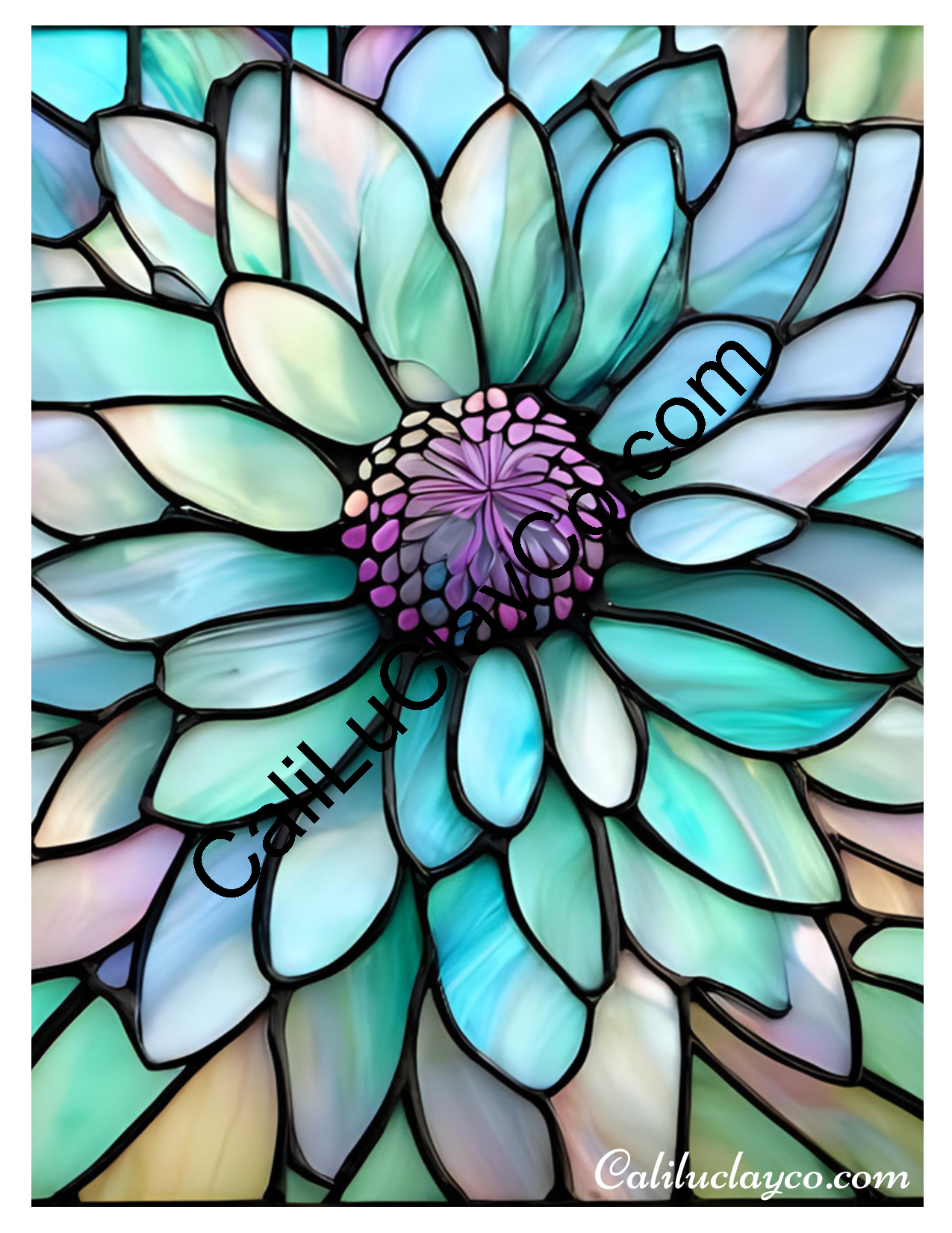 Floral Stained Glass #61 Left & Right Polymer Clay Water-Soluble Transfer Sheet / Tattoo Paper