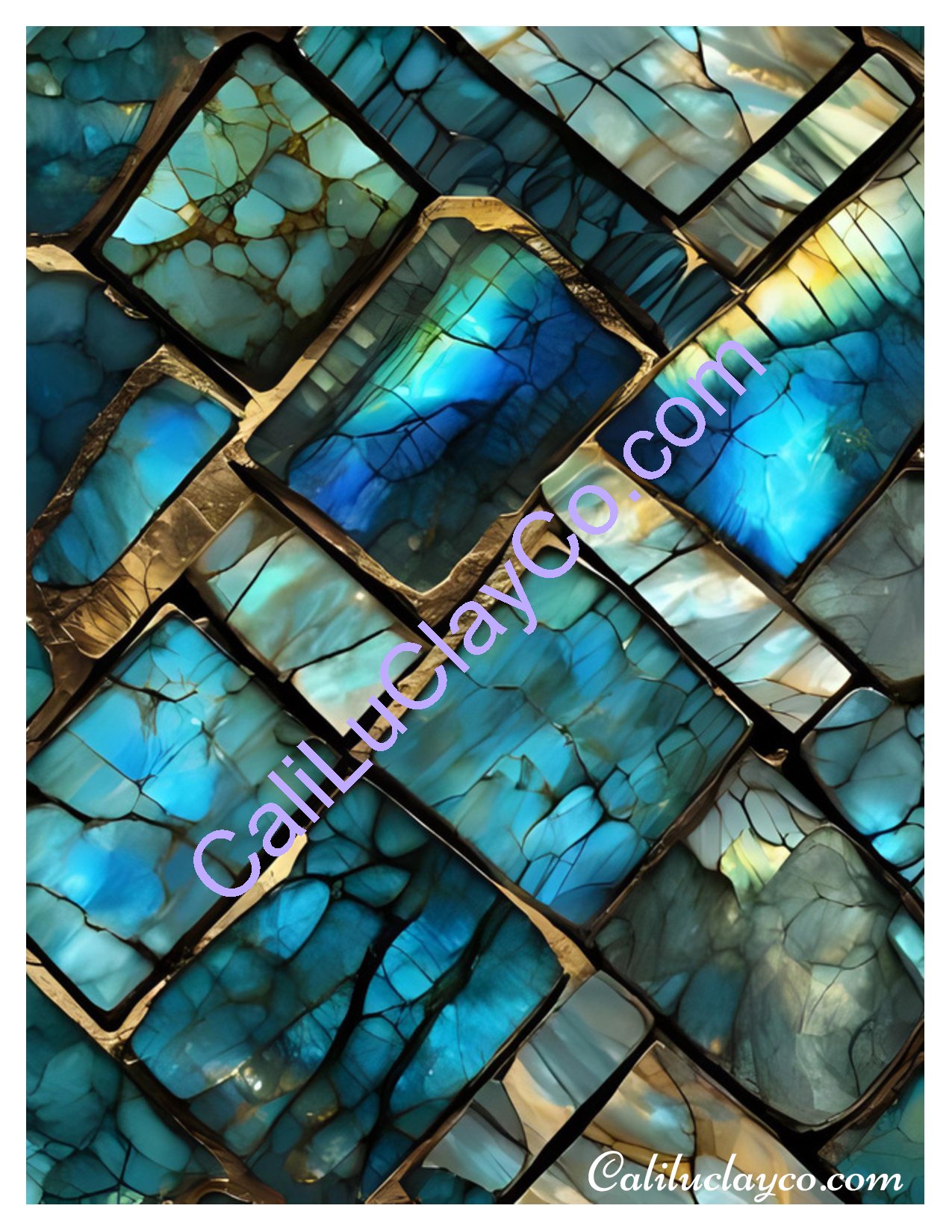 Labradorite #1 Left & Right Polymer Clay Water-Soluble Transfer Sheet / Tattoo Paper