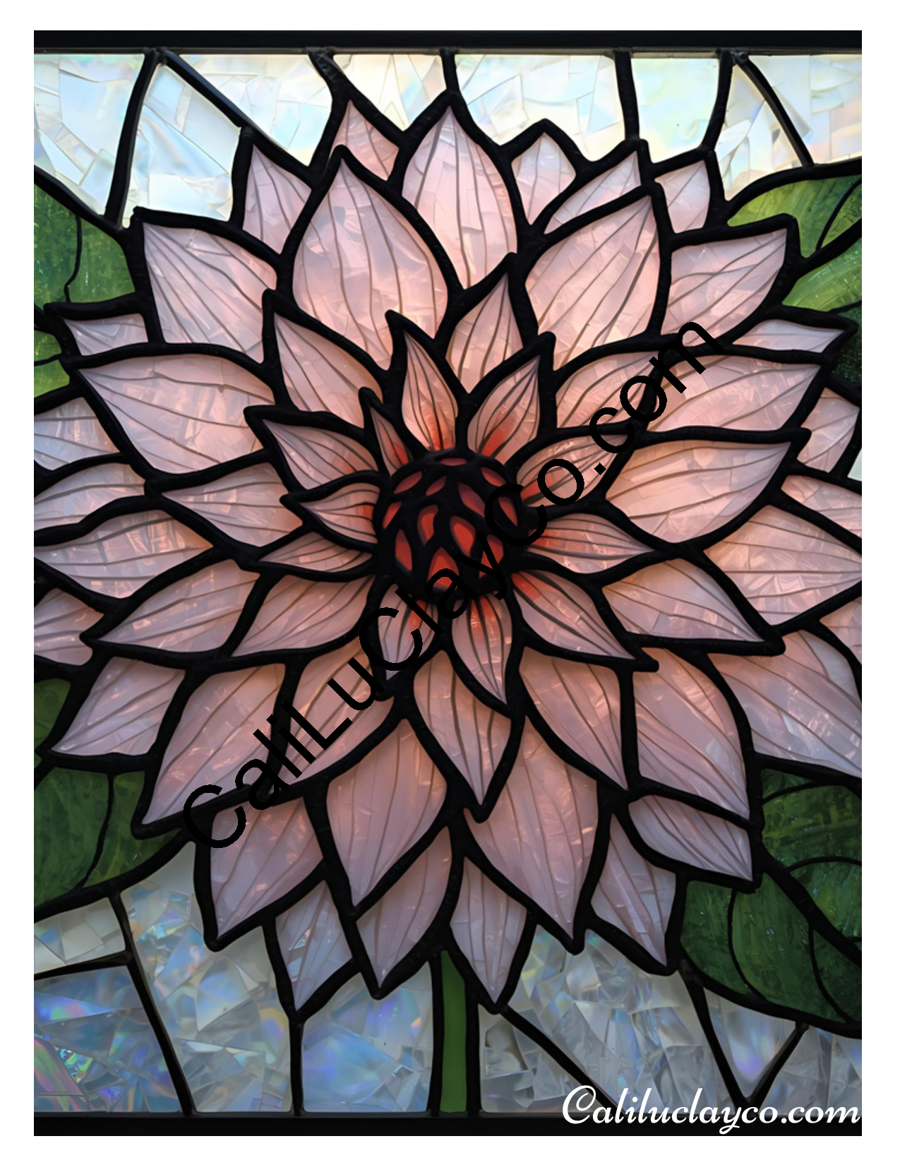 Floral Stained Glass #62 Left & Right Polymer Clay Water-Soluble Transfer Sheet / Tattoo Paper