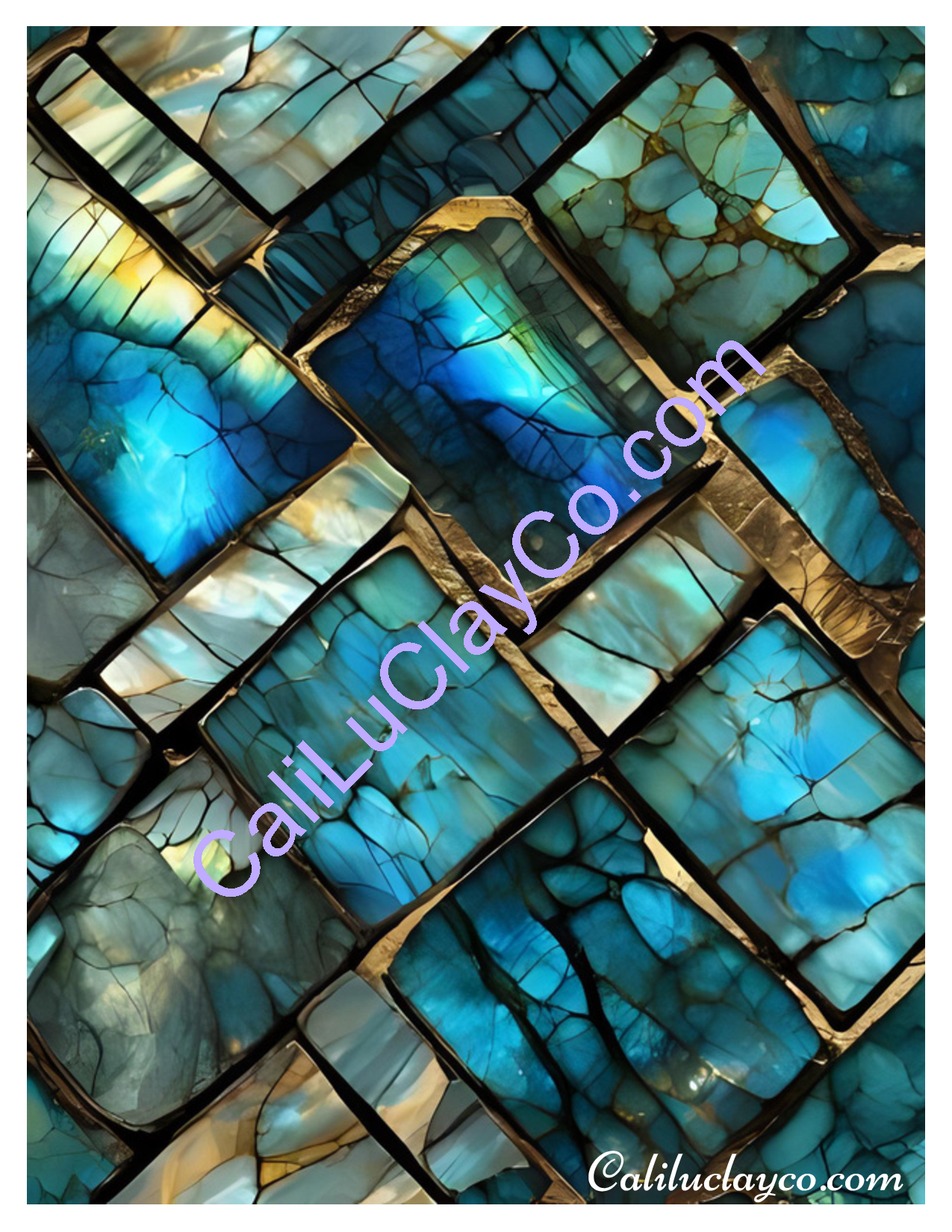 Labradorite #1 Left & Right Polymer Clay Water-Soluble Transfer Sheet / Tattoo Paper