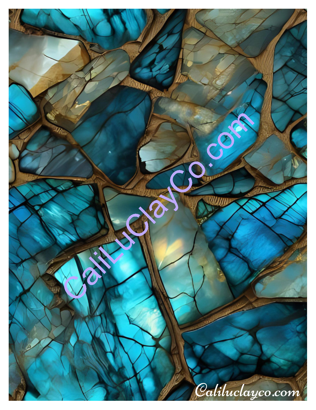 Labradorite #2 Left & Right Polymer Clay Water-Soluble Transfer Sheet / Tattoo Paper
