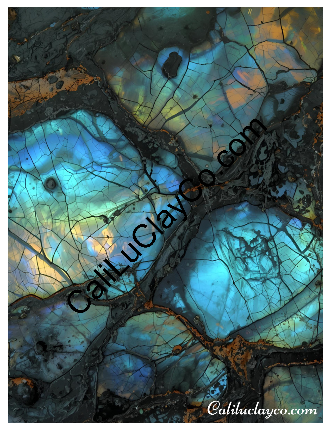 Labradorite #5 Left & Right Polymer Clay Water-Soluble Transfer Sheet / Tattoo Paper
