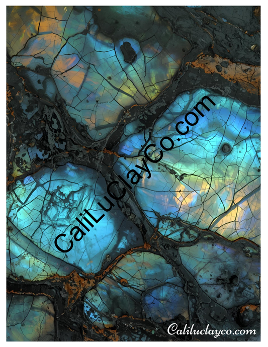 Labradorite #5 Left & Right Polymer Clay Water-Soluble Transfer Sheet / Tattoo Paper