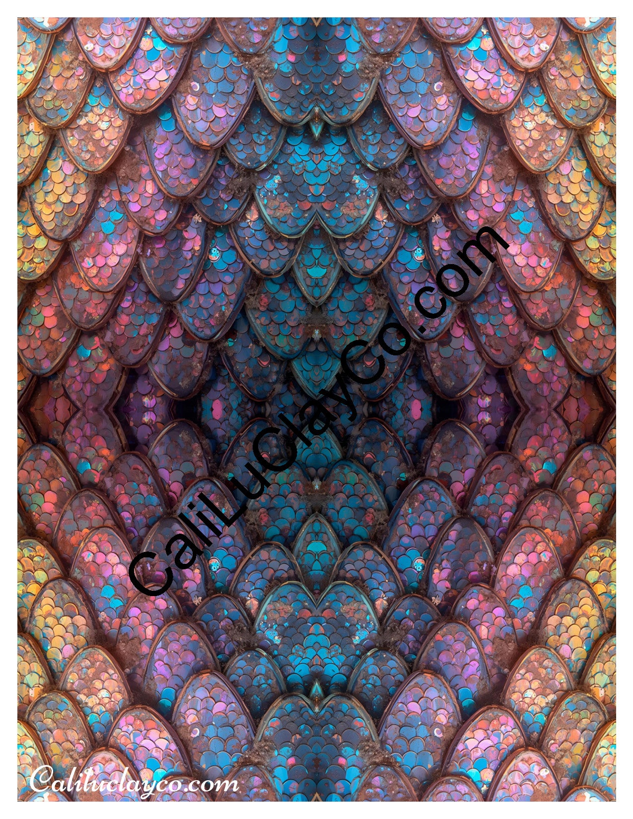 Rainbow Mermaid Scales Mirrored Polymer Clay Water-Soluble Transfer Sheet / Tattoo Paper