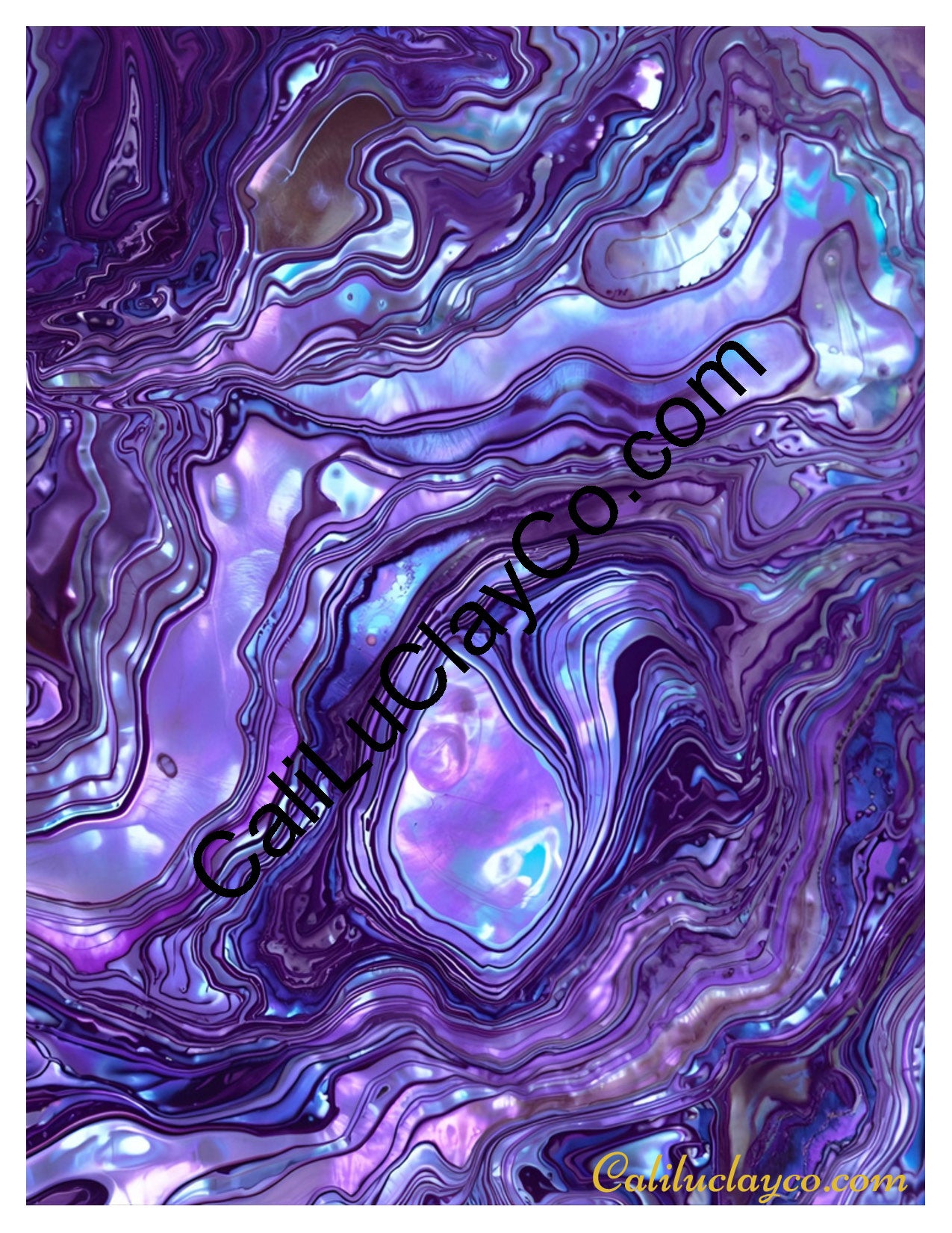 Purple Marbling Left & Right Polymer Clay Water-Soluble Transfer Sheet / Tattoo Paper