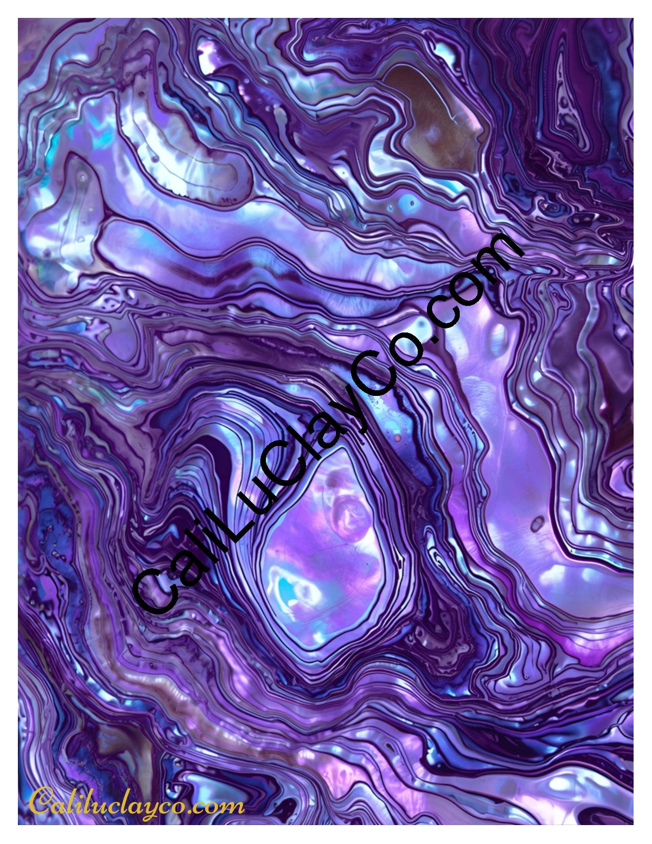 Purple Marbling Left & Right Polymer Clay Water-Soluble Transfer Sheet / Tattoo Paper