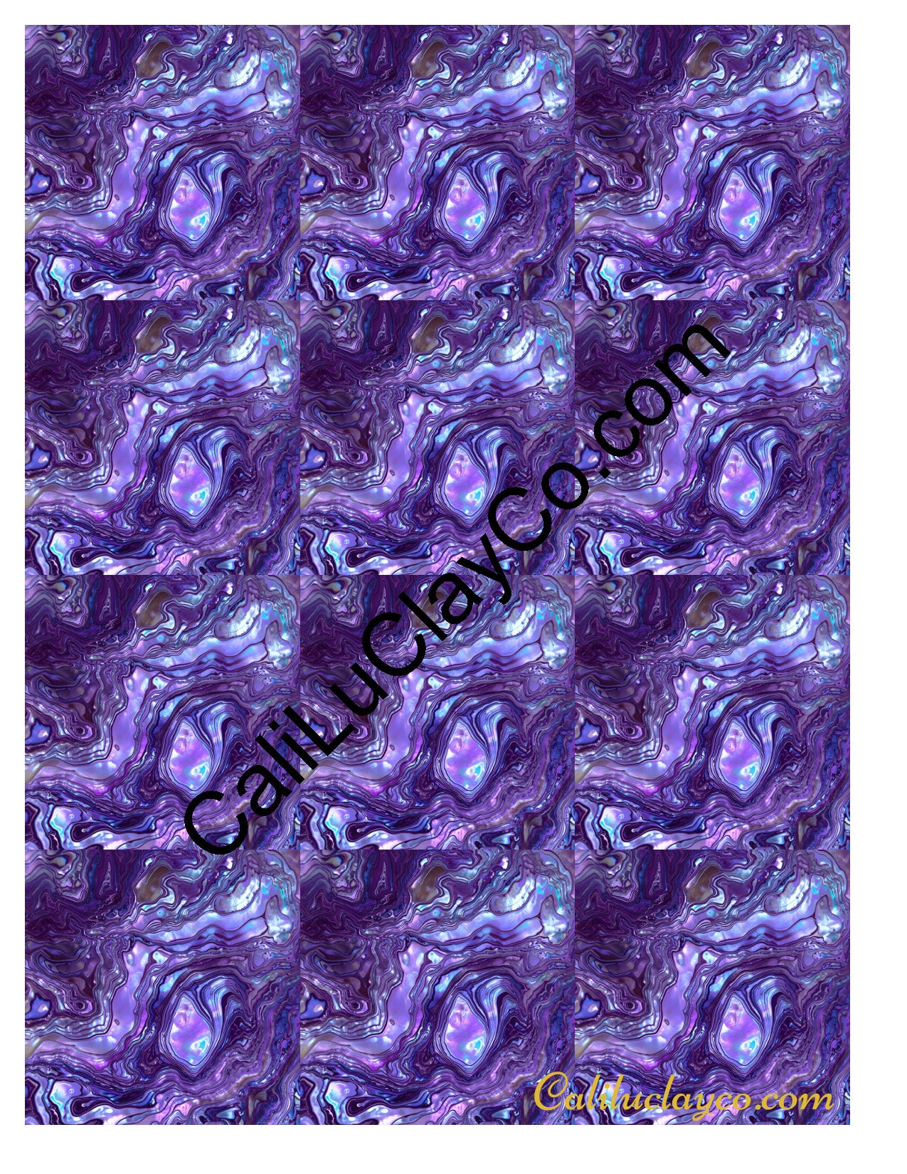 Purple Marbling MULTI Left & Right Polymer Clay Water-Soluble Transfer Sheet / Tattoo Paper