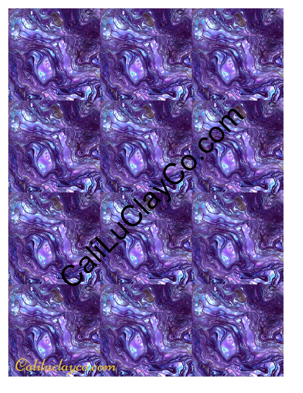 Purple Marbling MULTI Left & Right Polymer Clay Water-Soluble Transfer Sheet / Tattoo Paper