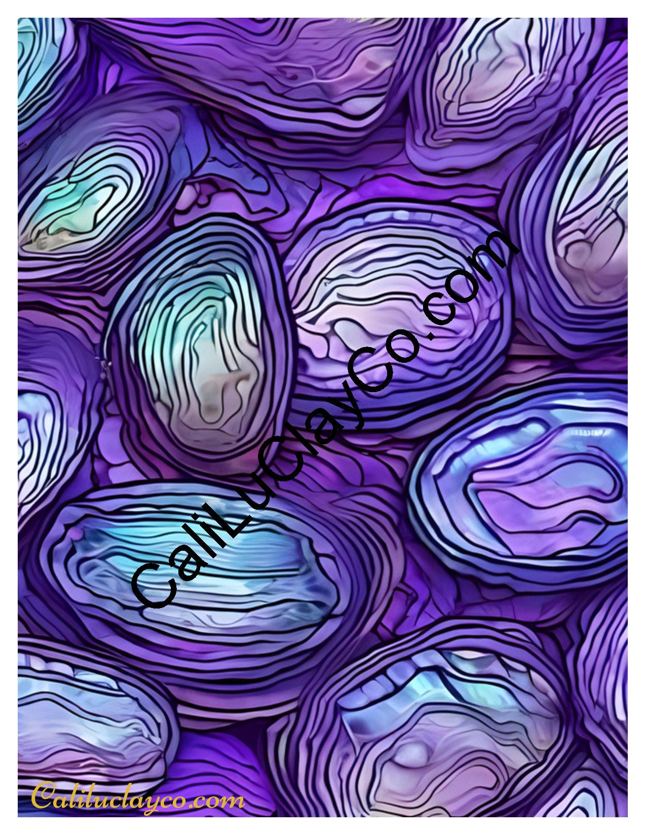 Purple Stones Left & Right Polymer Clay Water-Soluble Transfer Sheet / Tattoo Paper