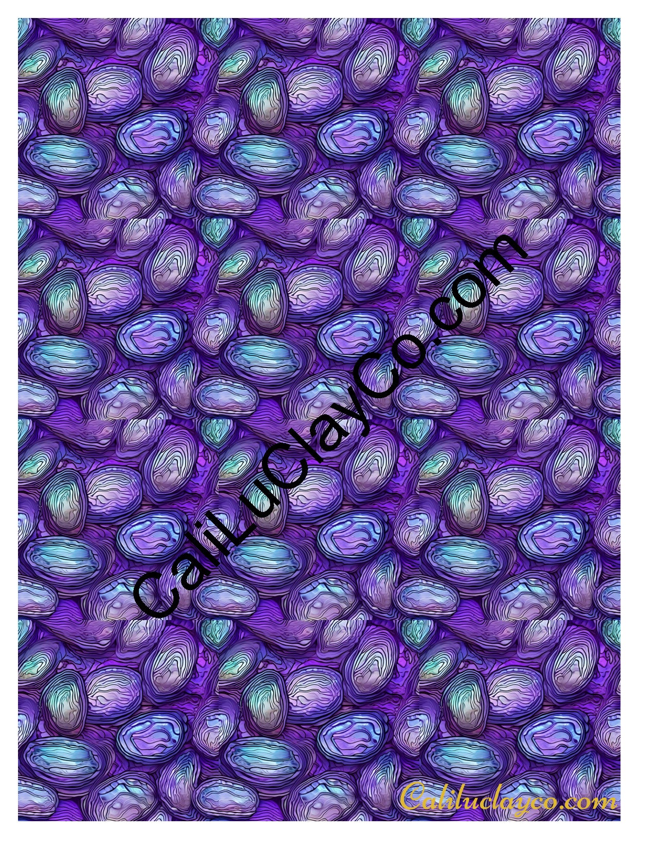 Purple Stones MULTI Left & Right Polymer Clay Water-Soluble Transfer Sheet / Tattoo Paper