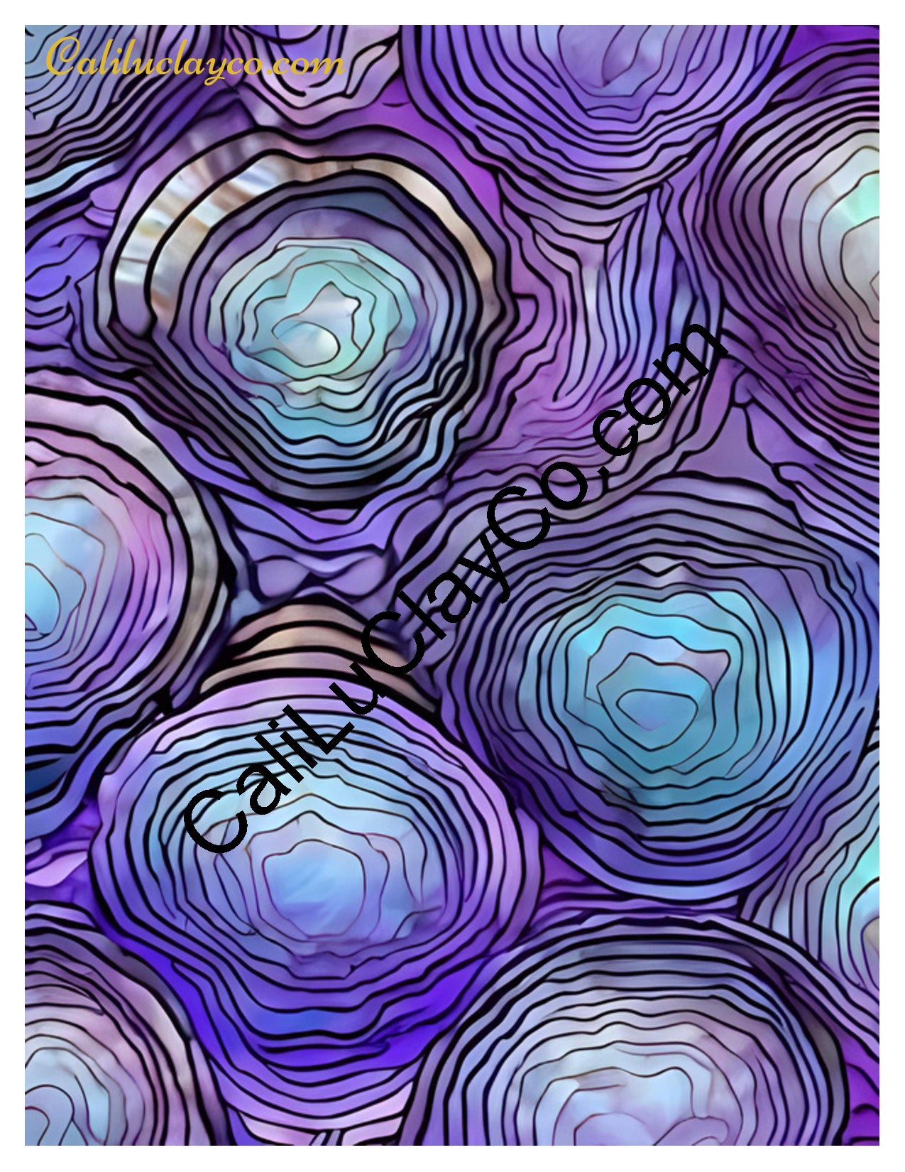 Purple Stones #2 Left & Right Polymer Clay Water-Soluble Transfer Sheet / Tattoo Paper
