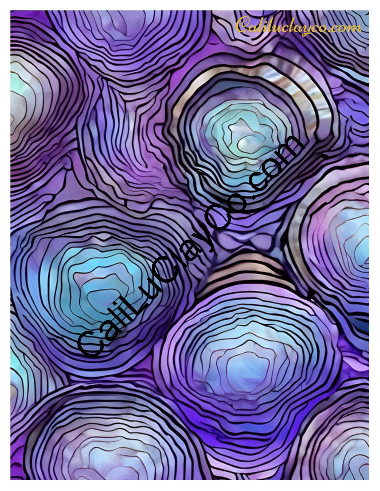 Purple Stones #2 Left & Right Polymer Clay Water-Soluble Transfer Sheet / Tattoo Paper