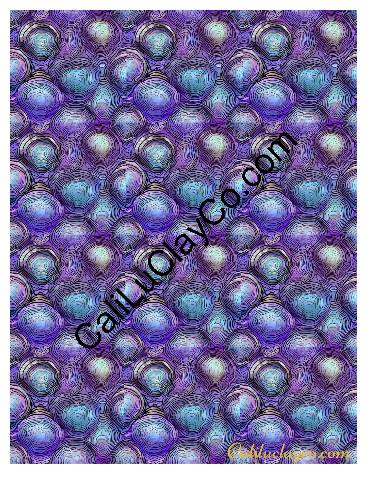 Purple Stones #2 MULTI Left & Right Polymer Clay Water-Soluble Transfer Sheet / Tattoo Paper