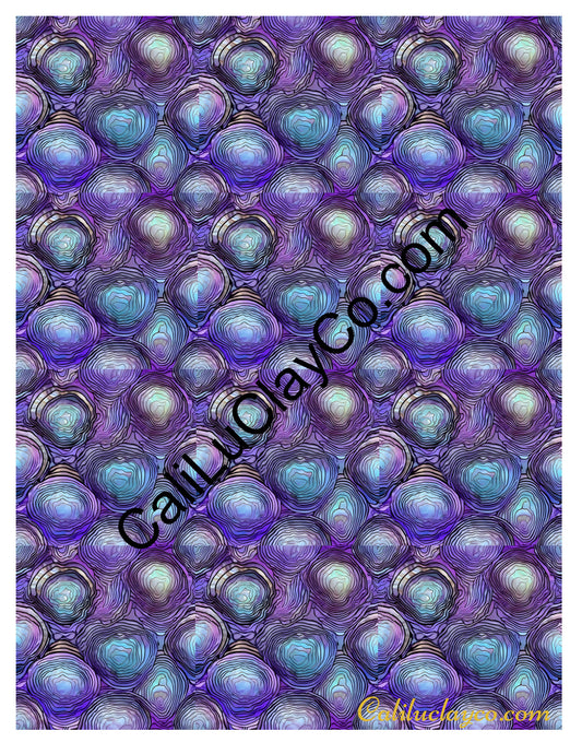 Purple Stones #2 MULTI Left & Right Polymer Clay Water-Soluble Transfer Sheet / Tattoo Paper