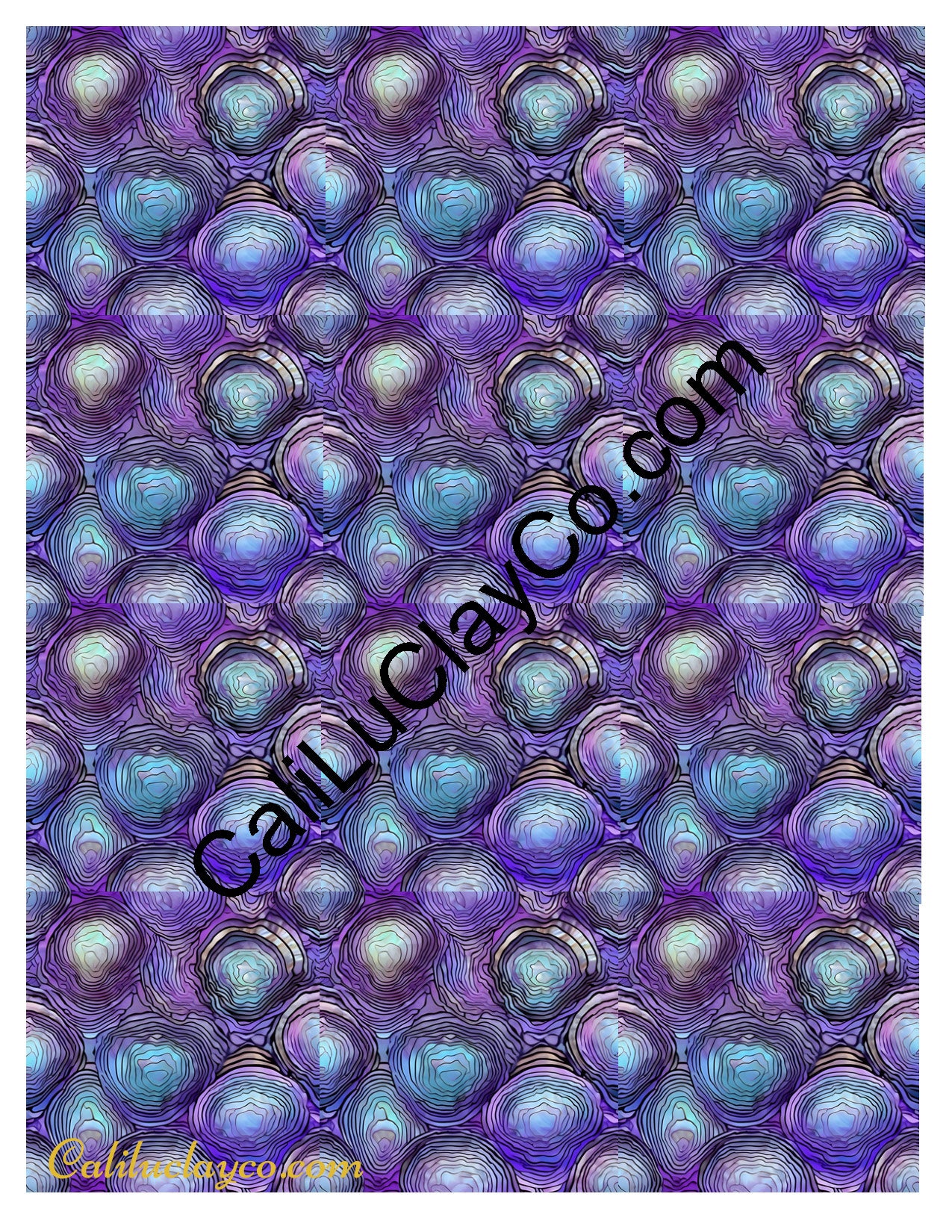 Purple Stones #2 MULTI Left & Right Polymer Clay Water-Soluble Transfer Sheet / Tattoo Paper